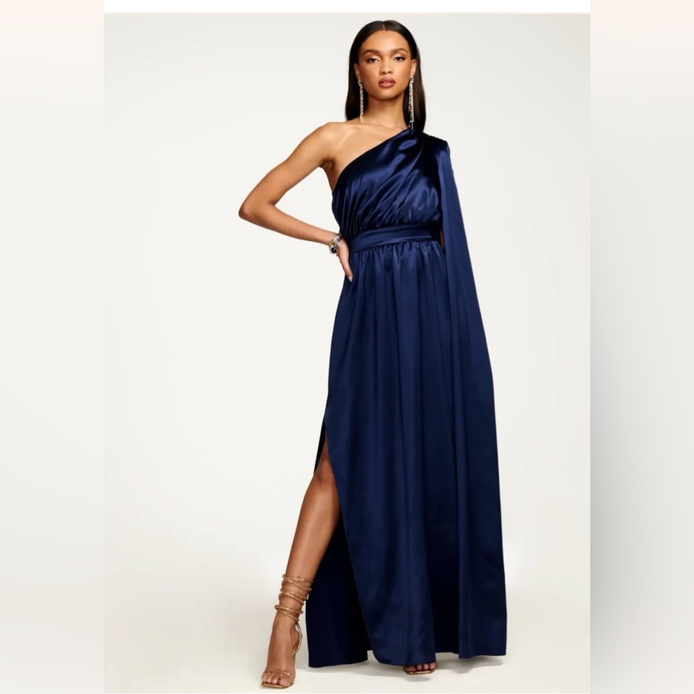 Ram Brook Athena One-Shoulder Maxi Dress Navy size 4